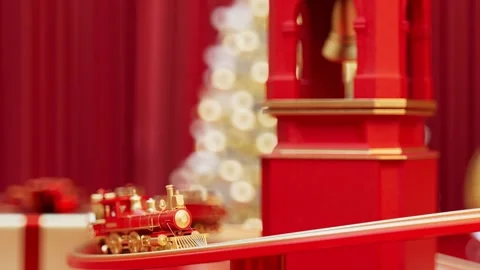 Red City Express: 3D Animated Train To Gift Destination Vídeo Stock 257646516