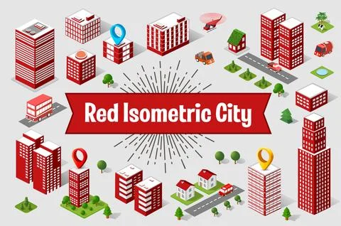 Red City  skyscraper Stock Illustration