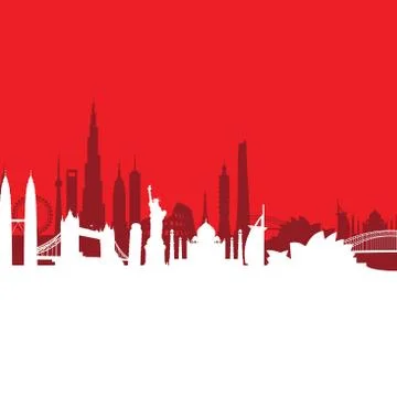 Red cityscape background Illustrazione stock