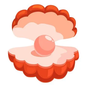 Red clam shell holding a big shiny pink pearl Stock Illustration