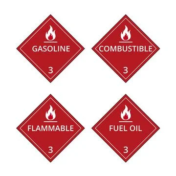 Red class 3 dangerous goods flammable liquids signs Stock Illustration