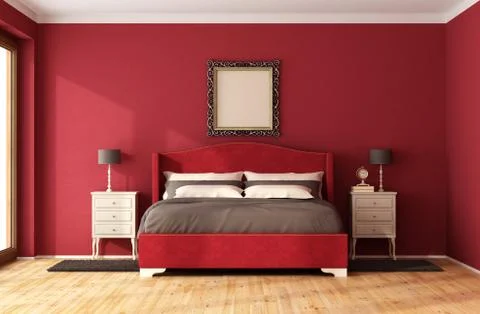 Red Classic Bedroom Stock Illustration