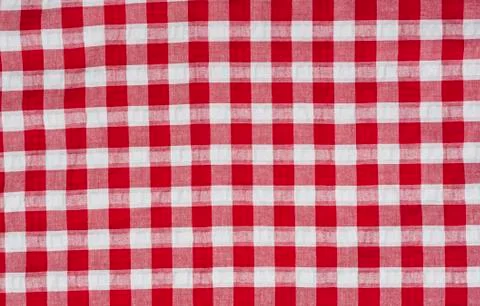 Red classic checkered tablecloth , background with copy space Stock Photos