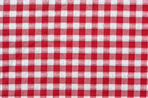 Red classic checkered tablecloth , background with copy space Stock Photos