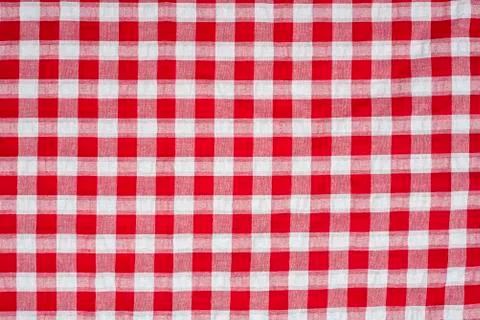 Red classic checkered tablecloth , background with copy space Stock Photos