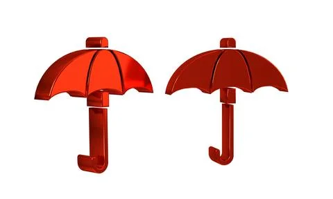 Red Classic elegant opened umbrella icon isolated on transparent background.. Illustrazione stock