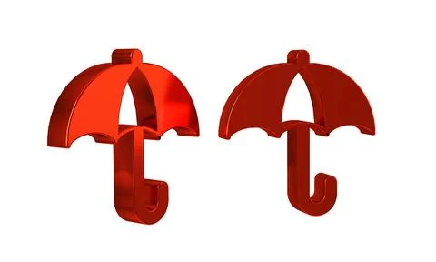 Red Classic elegant opened umbrella icon isolated on transparent background.. Stock Illustration