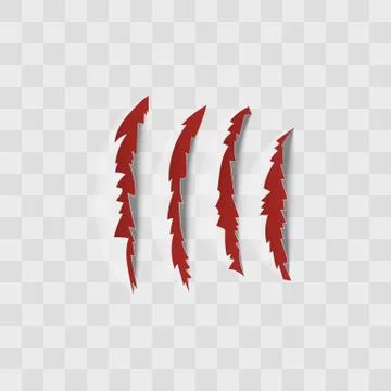 Red claw scratch marks isolated on transparent background. Stock Illustration