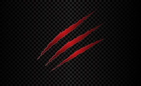 Red claw scratches with torn effect on a transparent background. Stock Illustration