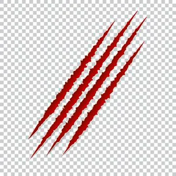 Red claws scratches - vector isolated. Talons cuts animal cat, dog, tiger, lion Stock Illustration