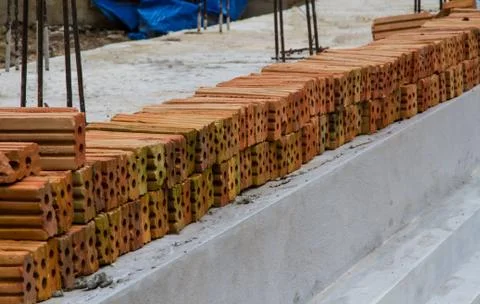 Red clay brick Foto stock