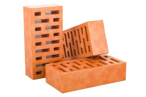 Red clay bricks, 3D rendering Stock Illustration