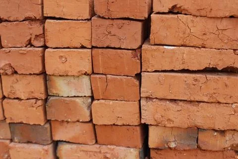Red clay bricks for construction materials Stock Photos
