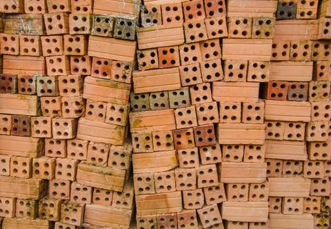Red clay bricks for construction Stock Photos