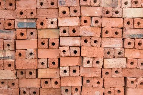 Red clay bricks for construction Stock Photos