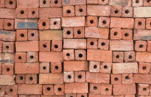 Red clay bricks for construction Stock Photos