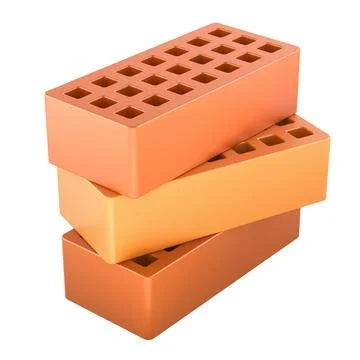 Red Clay Bricks Stack. 3D rendering Stock Illustration