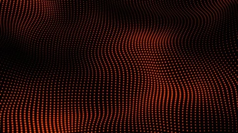 Red clay color digital dots form wave and black abstract background. Futuri.. Stock Footage 247260905