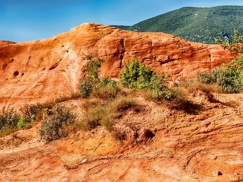 Red Clay Of The Rustrel Canyon Stock Photos