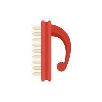 Red cleaning brush with plastic handle for dishwashing Illustrazione stock