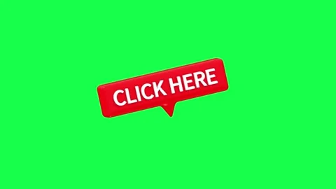 A red click here button with green screen background Stock Footage 312109624