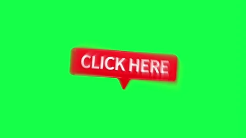 A red click here button with green screen background Video stock 312109705