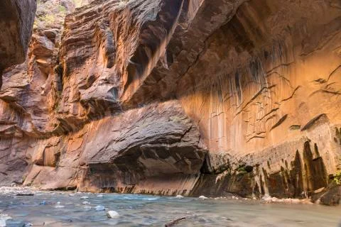 Red Cliffs above the Virgin River Stock Photos