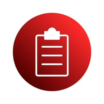 Red clipboard icon on gradient background symbolizing tasks management and .. Stock Illustration