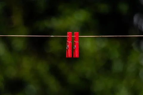 Red Clips in Focus Stock Photos