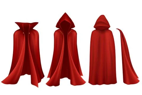 Red cloak set on white background Stock Illustration