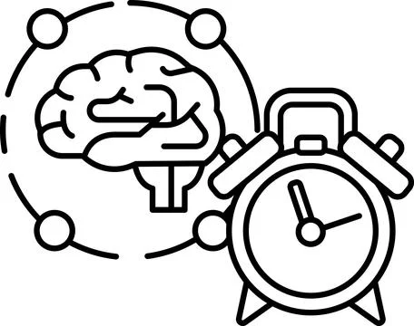 A red clock with a brain in the background Stock Illustration