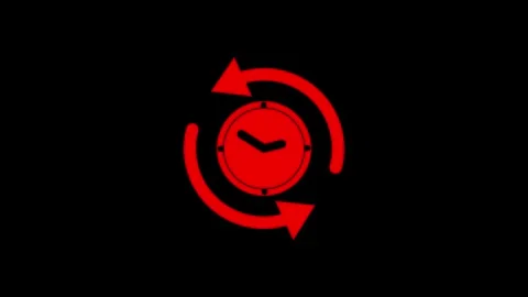 Red Clock Circular Arrow Motion Process Symbol Stock Footage 332526384