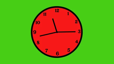 Red Clock Countdown 24 Hour Day Fast Speed Animation. 4K Clock timer rotation 36 Stock Footage 276336951