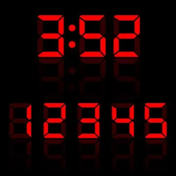 Red clock digits Stock Illustration