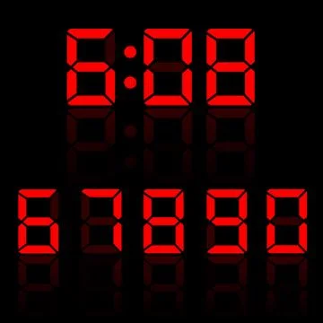 Red clock digits Stock Illustration