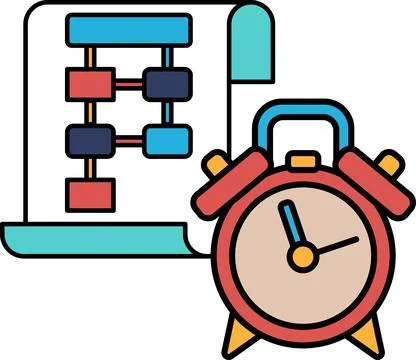 A red clock with the hands on the numbers 3 and 9 Stock Illustration
