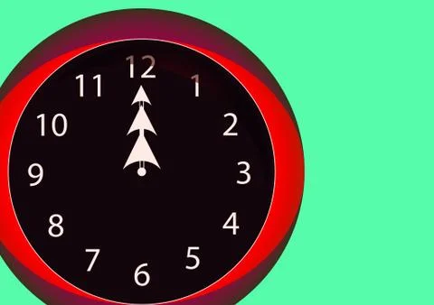 Red clock hands for twelve hours Stock Illustration
