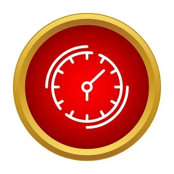 Red clock icon in gold circle representing urgency Stock Illustration