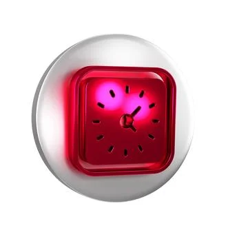 Red Clock icon isolated on transparent background. Time symbol. Silver circ.. 스톡 일러스트