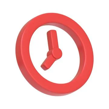 Red clock icon isolated on white background Stock Illustration