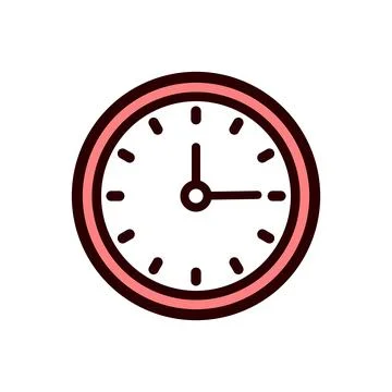 Red clock icon isolated on white background. Stock Illustration