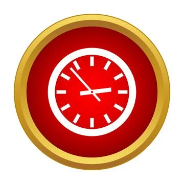 Red clock icon showing time and deadline approaching Stock Illustration