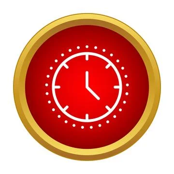 Red clock icon showing time and deadline concept Stock Illustration