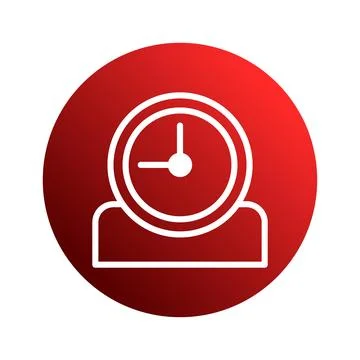 A Red Clock Icon Symbolizing Time Management and Urgency on a Circular Back.. Stock Illustration