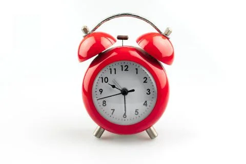 Red clock isolated on white Stock Photos