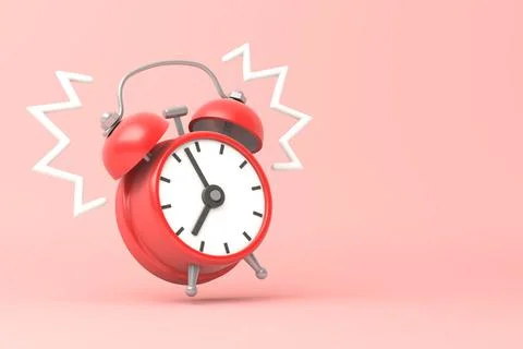 Red clock ringing 3D illustration 스톡 일러스트
