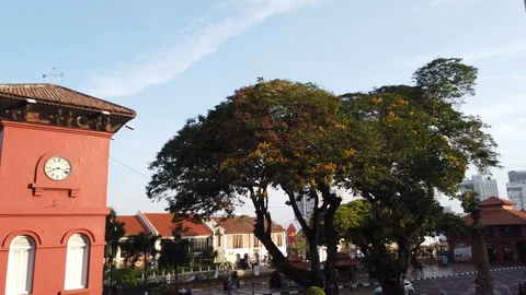 Red clock tower in malacca Stock Footage 104525168