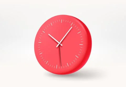 Red clock with white arrows. 3d vector illustration Stock Illustration