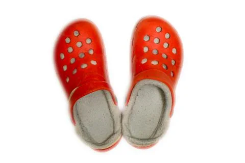Red clogs shoes Foto stock