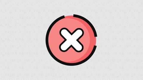 Red Close Icon with Glitch Effect on Transparent Background Video stock 343352091